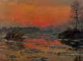 Coucher de soleil sur la Seine en hiver Claude Monet paysage